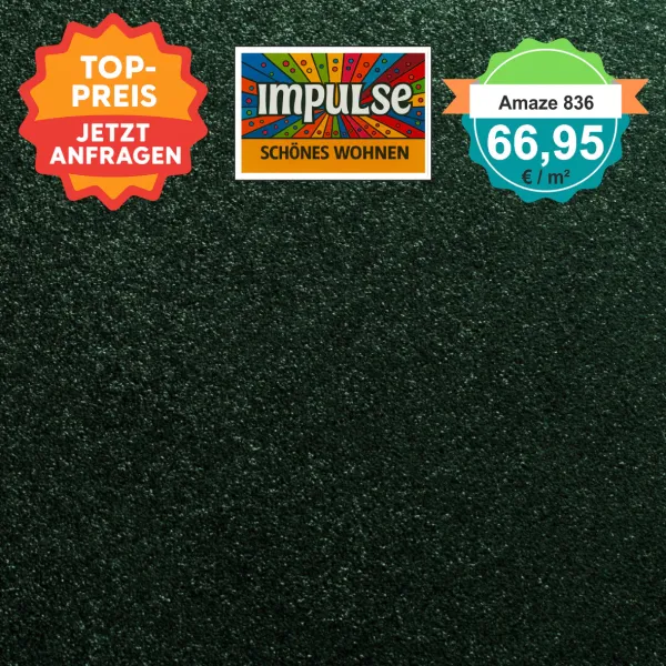 JAB Amaze – quadratische Draufsicht Velours-Teppichboden in fraise mit Preisaufdruck